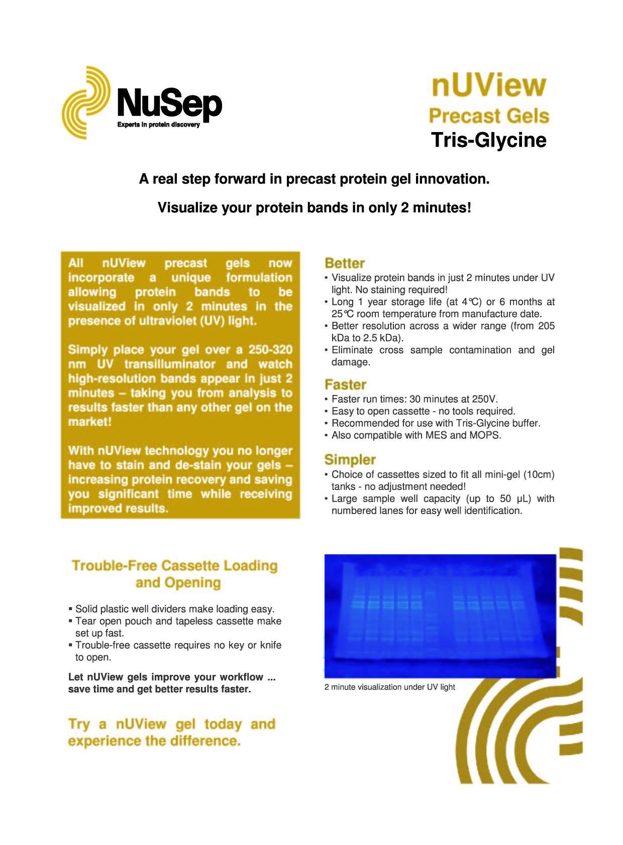 nUView Tris-Glycine Precast Gel Box for most generic tanks - protein gel innovation